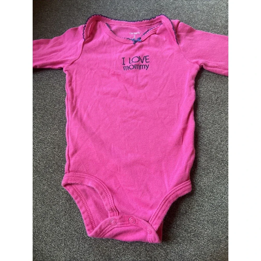 Baby Girl Clothes Carter's Newborn Dark Pink I Love Mommy Bodysuit 3M‎